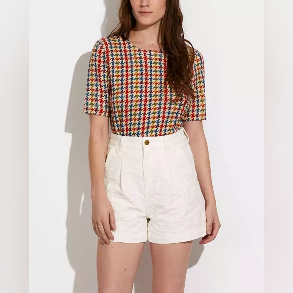 Choach Signature Denim ShortsWhite Women's Shorts          A-1